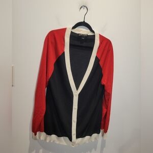 St John Size L Color Block Wool Blend Cardigan